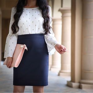 J.Crew Blue Pencil Skirt US2